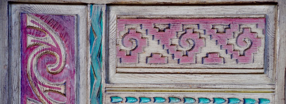 Carved door in Taos